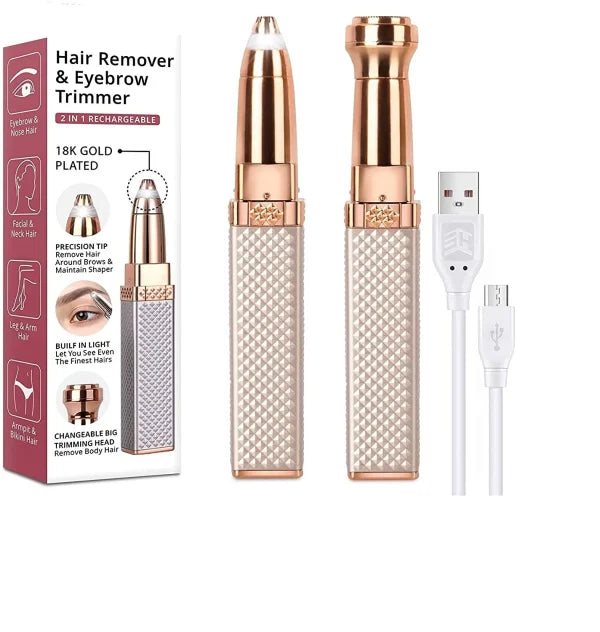 2 In 1 Rechargeable Hair Remover Electric Eyebrow Trimmer For Women