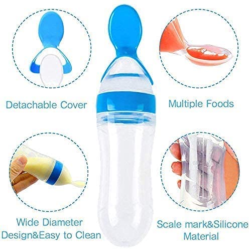 Baby Spoon Feeder Silicone Bottle Feeding (Random Color)